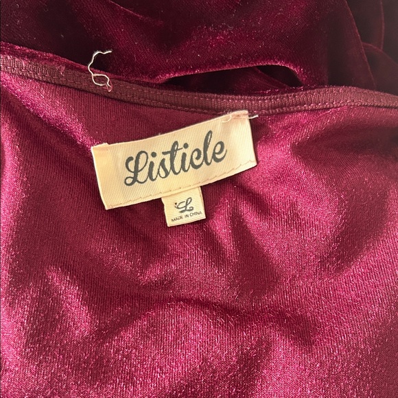 Listicle Elegant Velvet Burgundy Dress - Picture 5 of 6